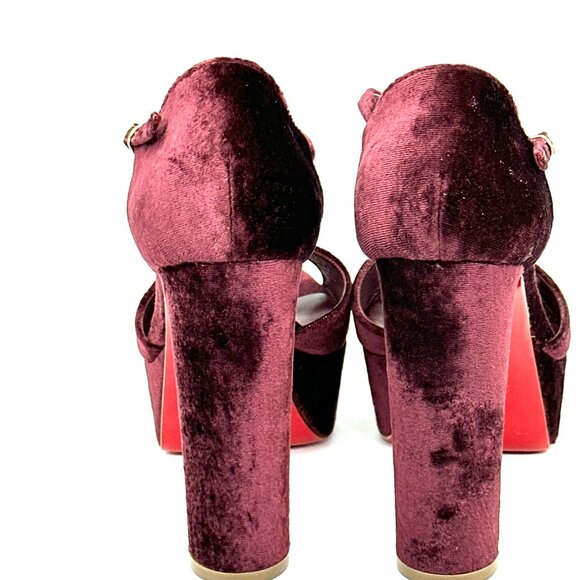 Christian Louboutin SANDALOO Velvet Platform Mary Jane Heels Sandals Shoes - Picture 11 of 16